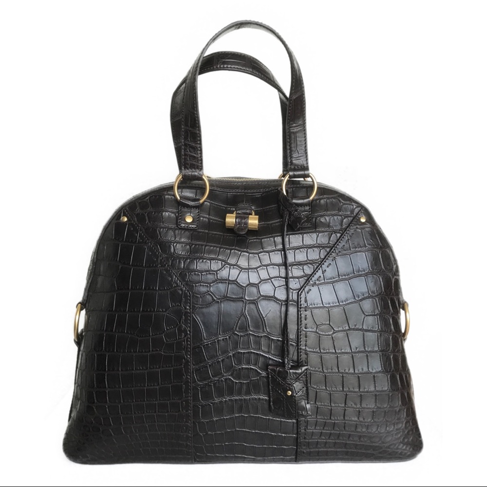 YSL XL Muse bag croc alligator Matt black NEW wtag